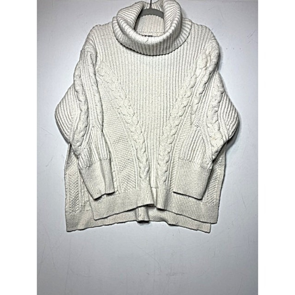 Banana Republic Cream Cable Knit Turtleneck Sweater Merino Alpaca Blend Womens M
